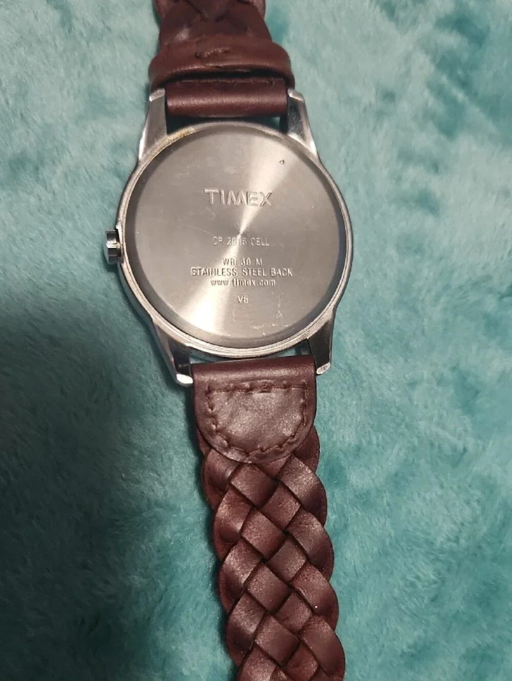 Timex Weekender White Dial Watch with Brown Braided Strap and Orange Accents